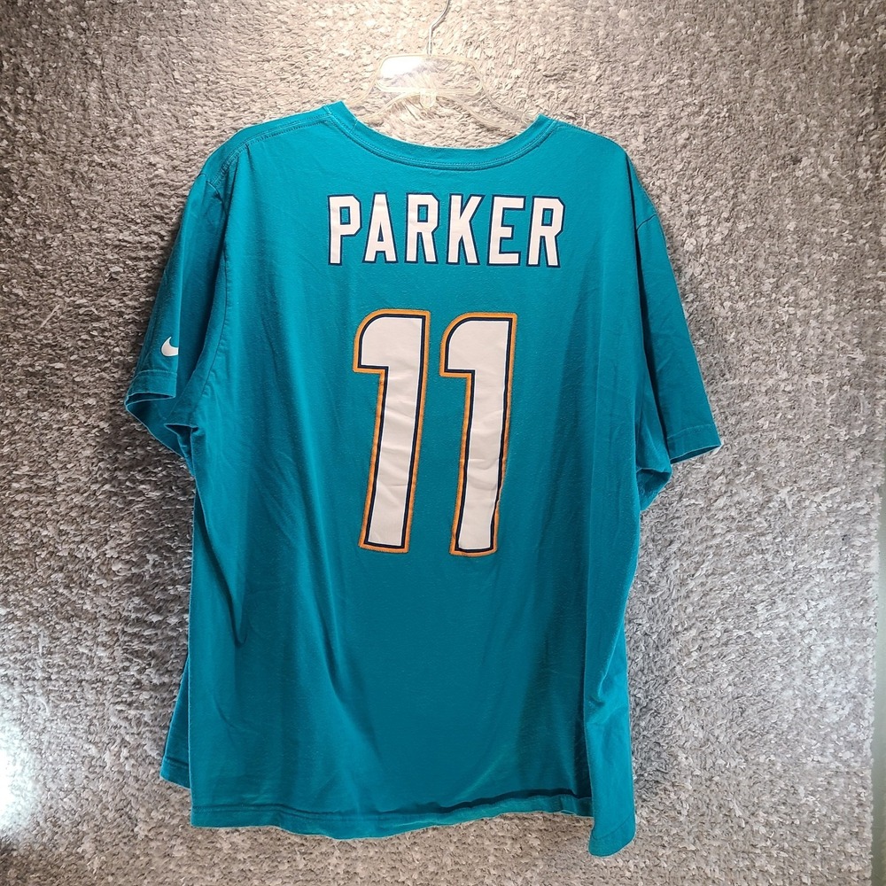 Miami Dolphins Shirt Size XXL Athletic Cut Green Football #11 Parker Cotton NIKE